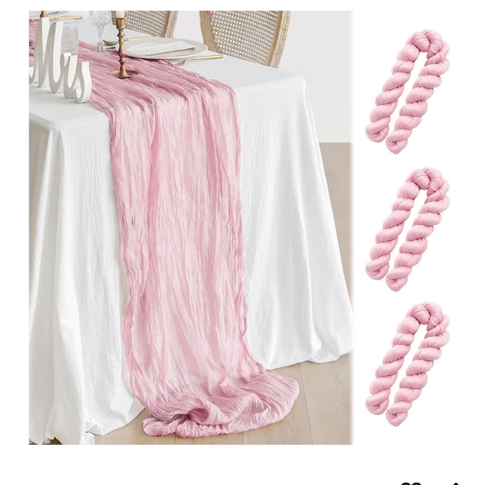 8 Pink cheesecloth table runners